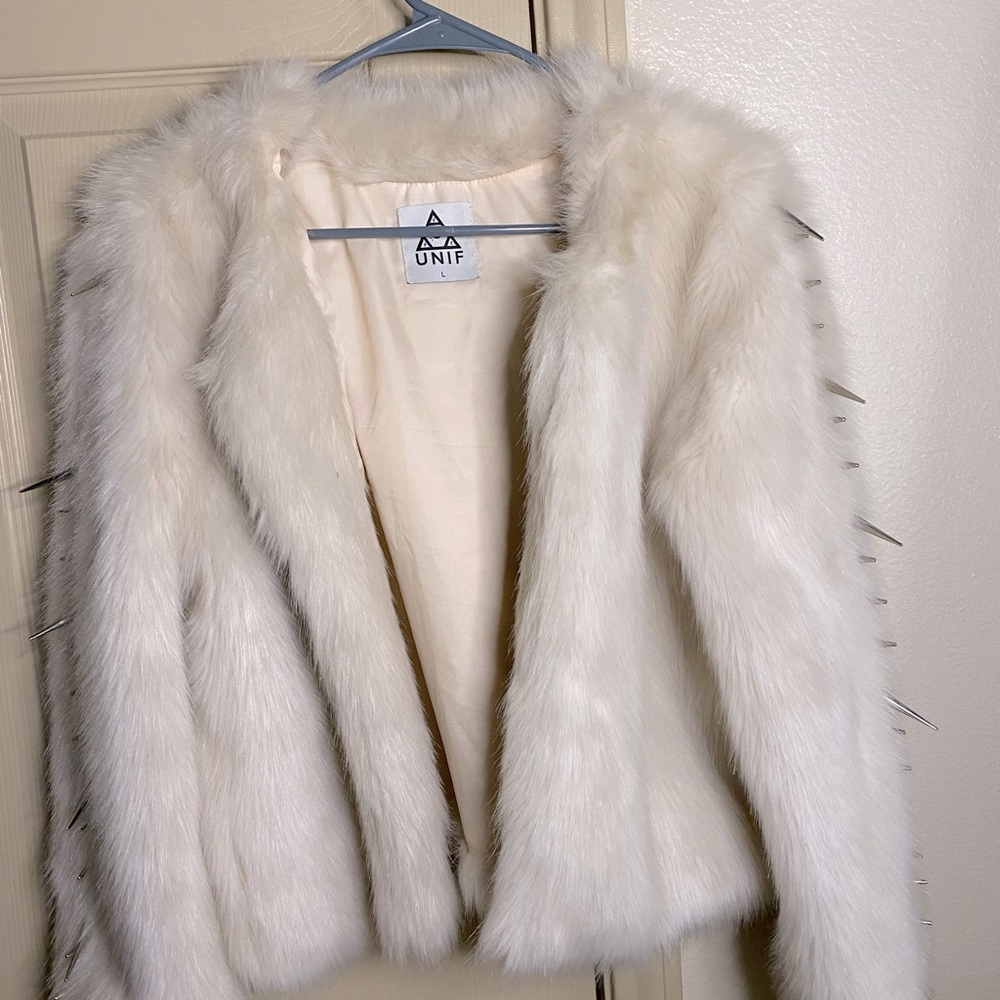 UNIF Spiked faux fur jacket Sz L